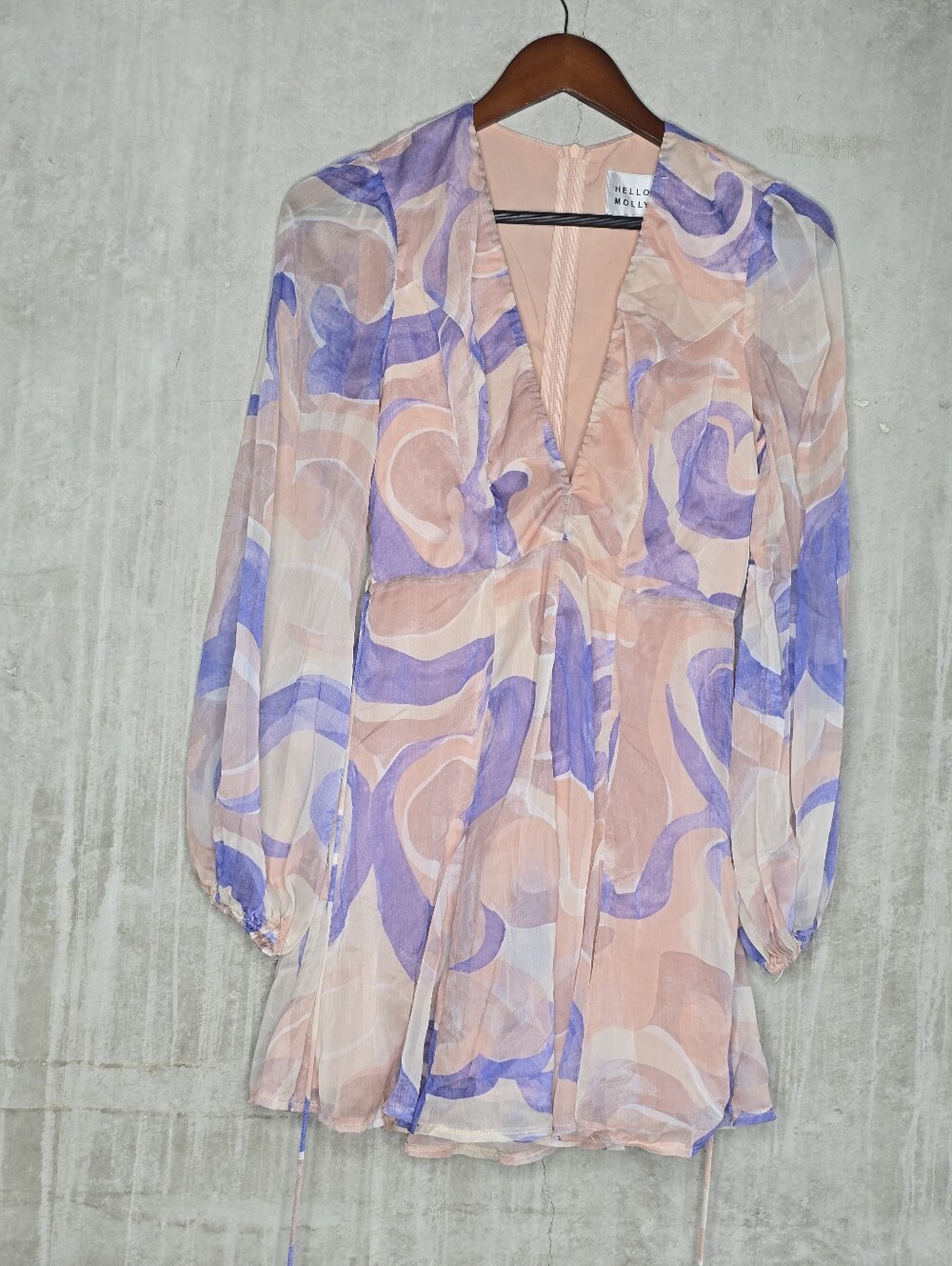 Hello Molly Pink, Purple And Tan Long Sleeve Mini Dress Sizw XS-S